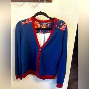 MODCLOTH Layer Lover Twofer Cardigan Blue Floral Size XL